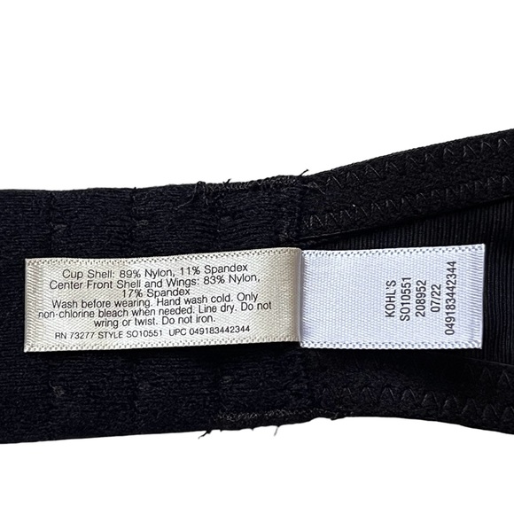 So Intimates Convertible Bralette Bra Black Lace Sz Large Wireless NEW SO10551 - Picture 8 of 9